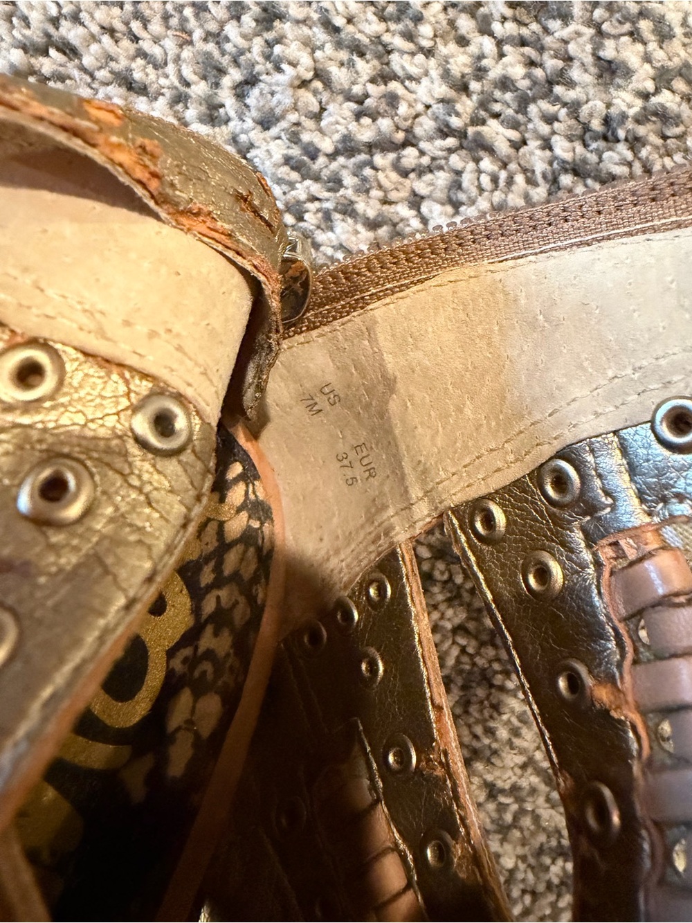 Sam Edelman Tan Lace-Up Cutout Studded High-Heel Sandals - Picture 5 of 5